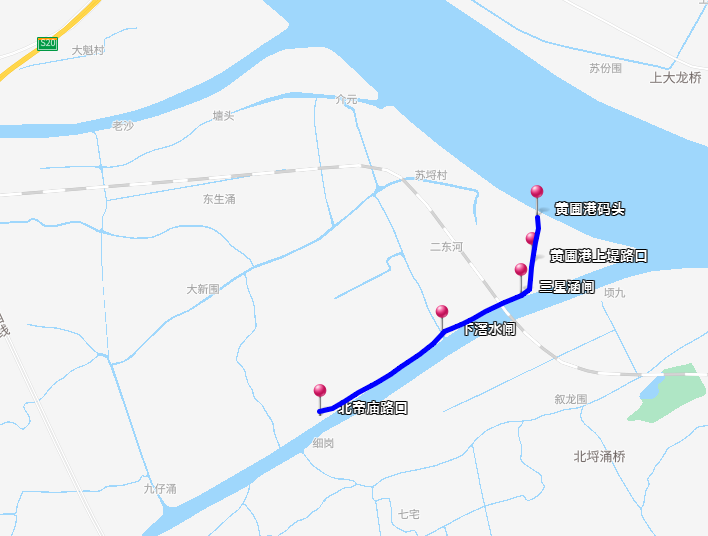 黄圃镇三乡围施工区域示意图